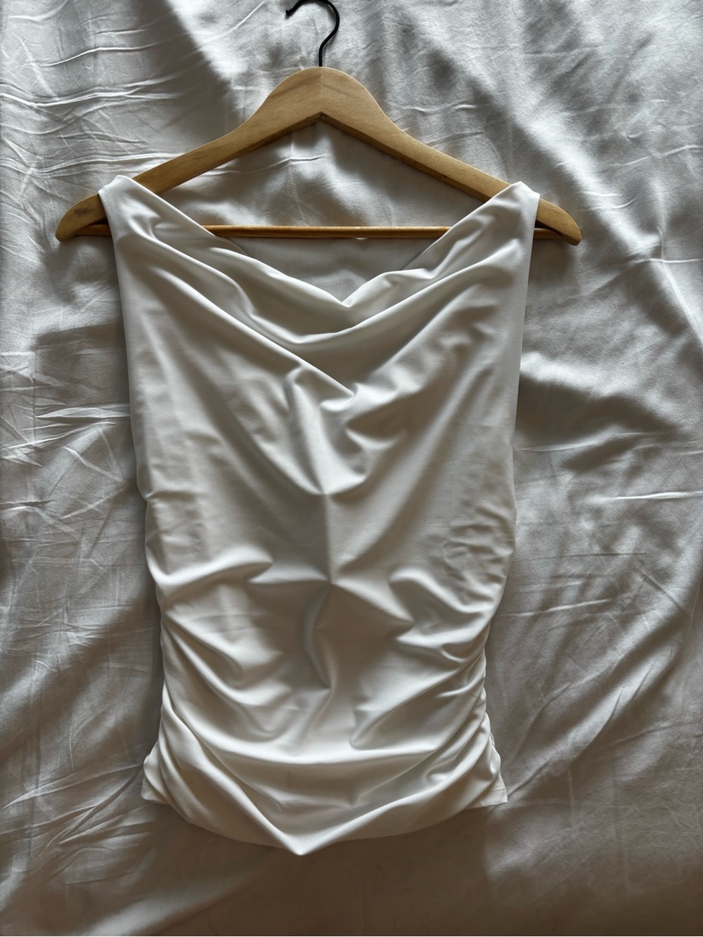 Wilfred White Draped Cowl Neck Tank Top